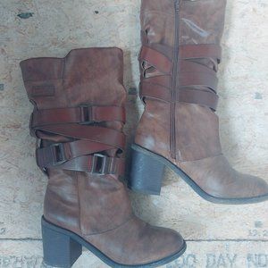 Blowfish Memento Brown Strappy Mid Calf Boot
